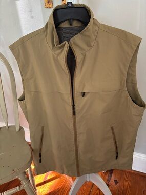 Men's Khaki Tan Zip-Front Utility Vest